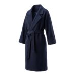 Belted maxi coat in navy