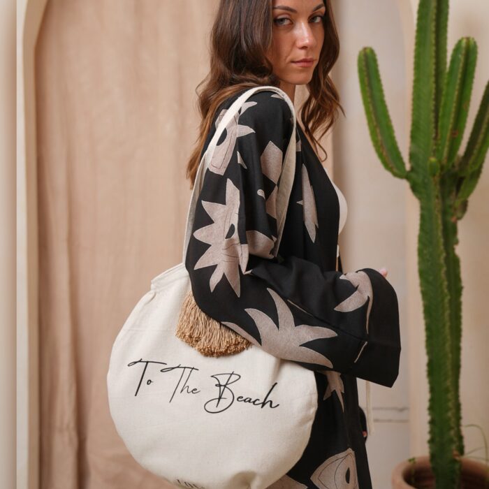 To The Beach Tasseled Tote Bag - Image 1