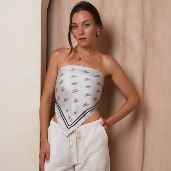 The Lobster Scarf - Ivory/ Black - Image 1