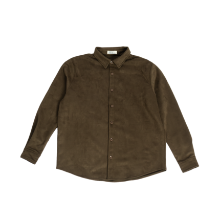 Olive Suede Button-Down Shirt