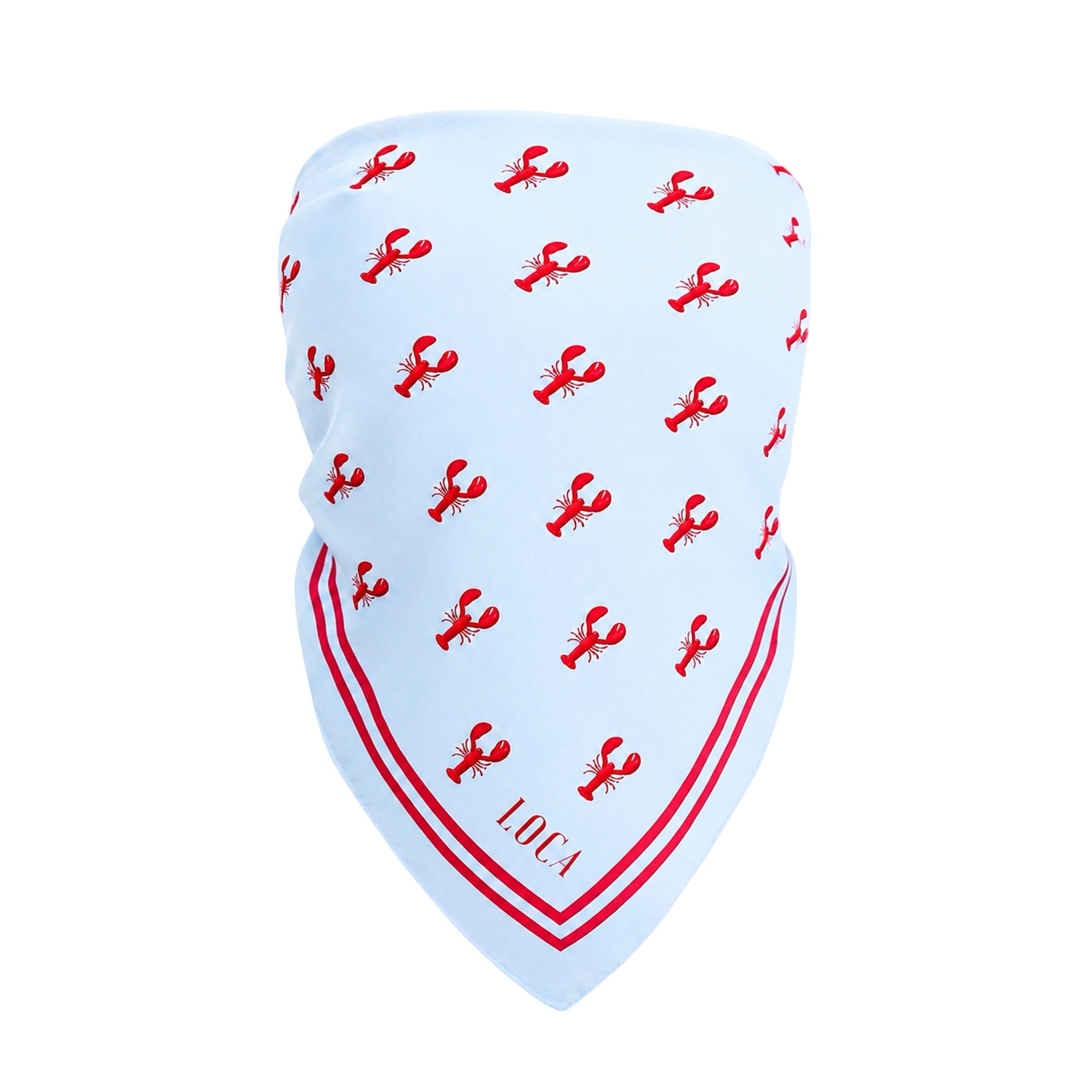 photo-output-45 The Lobster Scarf - Red & Sky Blue - Image 1