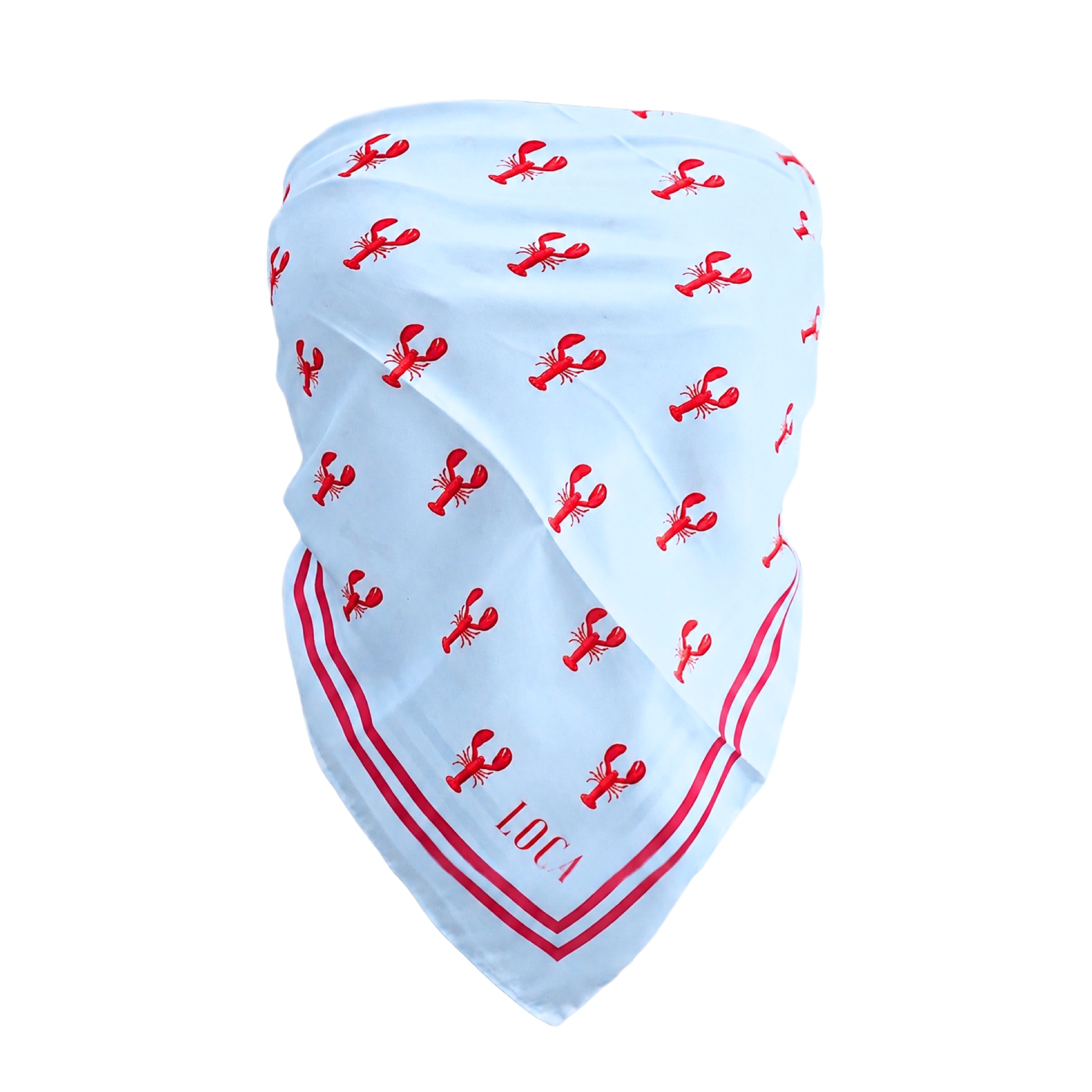 photo-output (9) The Lobster Scarf - Red & Sky Blue - Image 1